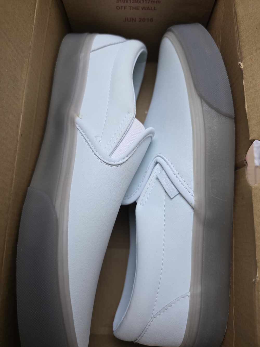Vans Slip-On Casual Sneakers in Light Blue and Gray